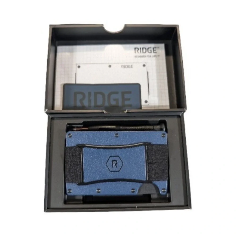 Mm7O Ridge Slim RFID Blocking Wallet Cash Strap - Dark Harbor Open Box